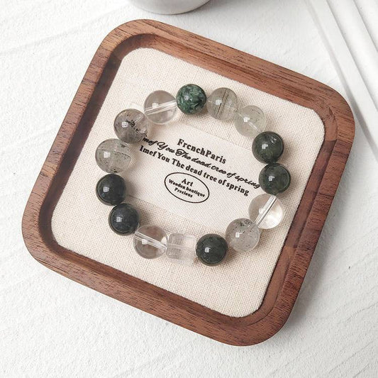 Azure Dragon Vein: Green Phantom, Green Rutile & Seraphinite Power Bracelet