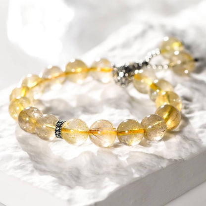 "Flowing Gold Whispers" Ladies' Simple Gold Hair Crystal Wealth bracelet: Niche Design · Light and Sparkling · Energy Always by Your side ✨