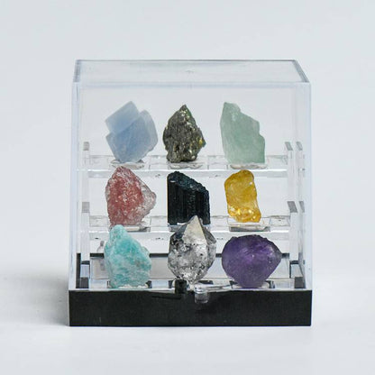 Nine-in-one Raw Stone Mineral Label Box: Mineral Special Forces from the Center of the Earth to Outer Space - Portable High-energy Physics Laboratory