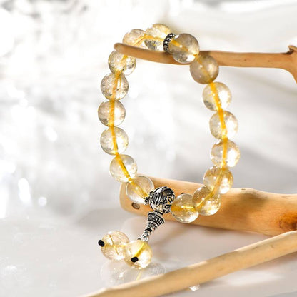"Flowing Gold Whispers" Ladies' Simple Gold Hair Crystal Wealth bracelet: Niche Design · Light and Sparkling · Energy Always by Your side ✨