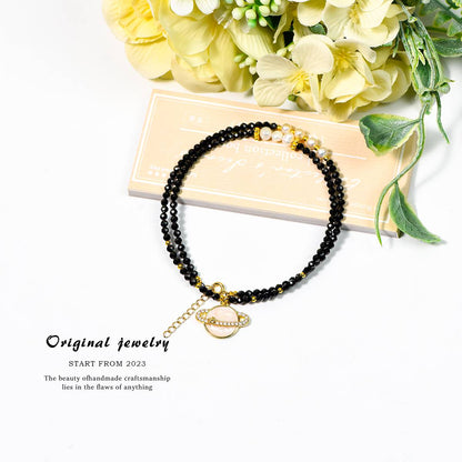 Dark Universe Poem · Black Spinel Pearl Collarbone Chain: The Romantic Starry Universe That Falls into the Neck
