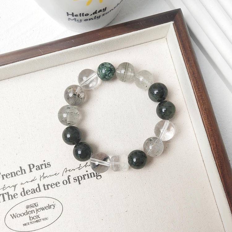 Azure Dragon Vein: Green Phantom, Green Rutile & Seraphinite Power Bracelet