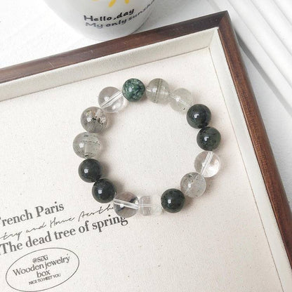 Azure Dragon Vein: Green Phantom, Green Rutile & Seraphinite Power Bracelet